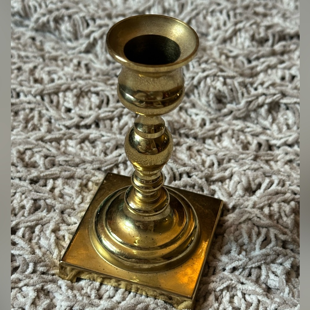 Vintage petite solid brass taper candlestick - 4.75”